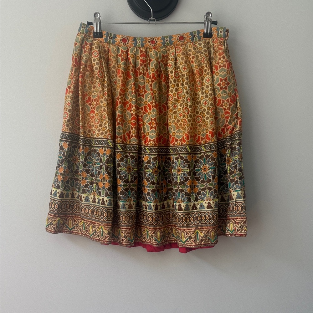Bohemian Floral Print Skirt With Pockets